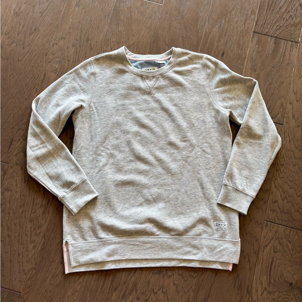 Orvis Women's Signature Fleece Crewneck Sweatshirt Light Gray Medium